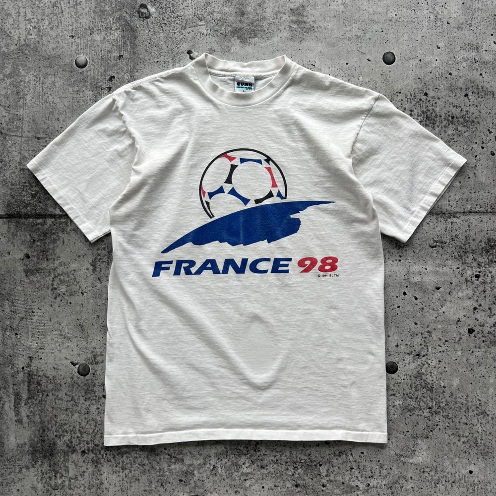 Vintage World Cup T-Shirt Men Large White France 98 Soccer Futbol Sport FIFA 90s
